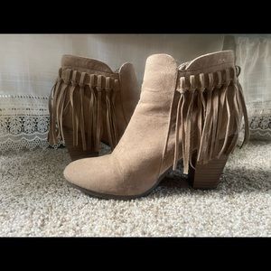 Tan Fringe Booties